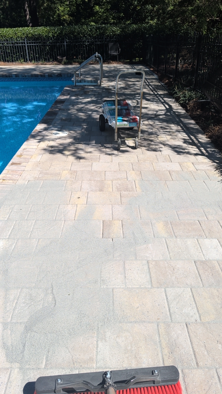 Pavers during sanding greenwood